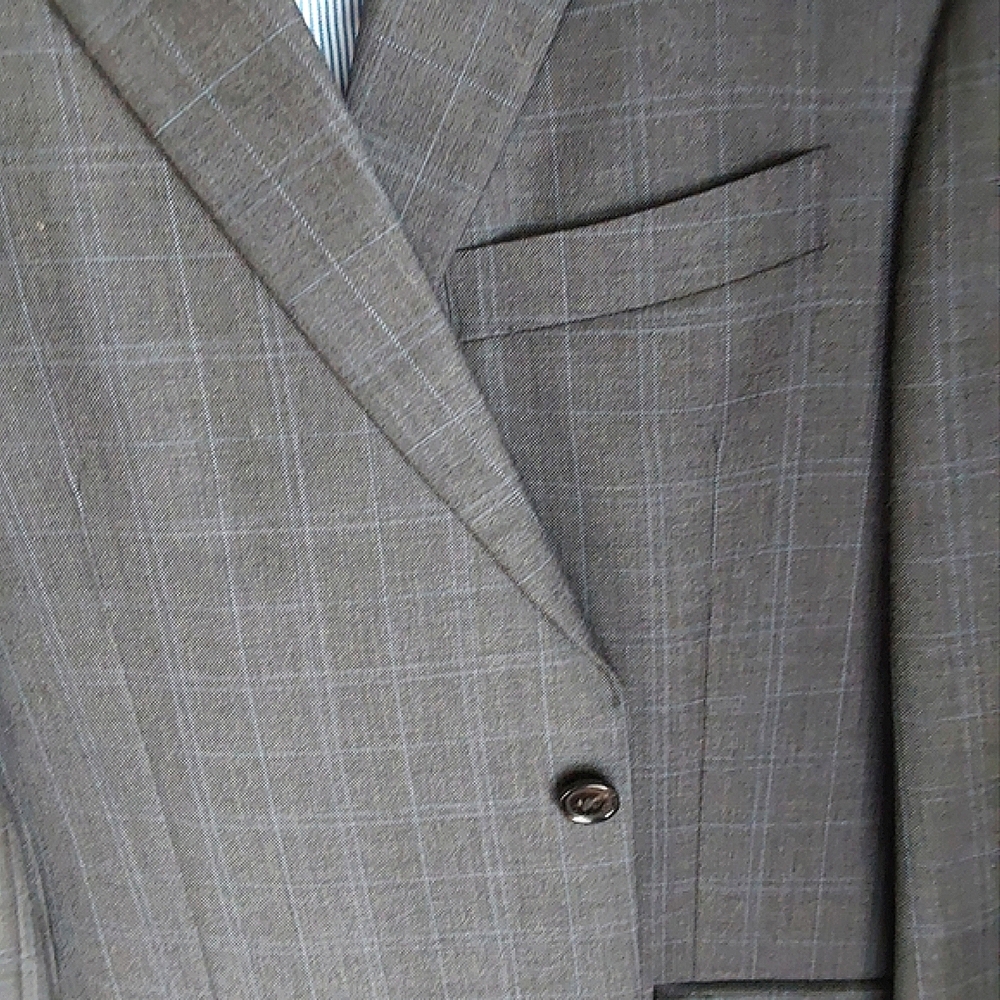 Tommy Hilfiger, Glen Plaid Suit In Grey & Blue, 40R